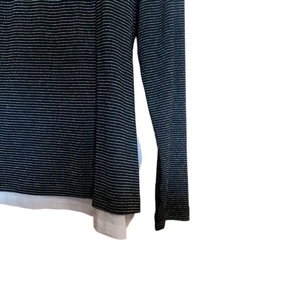 Elliott Lauren Size Medium Multicolor Metallic Stripe Layered Tunic Top Blouse - Picture 4 of 8